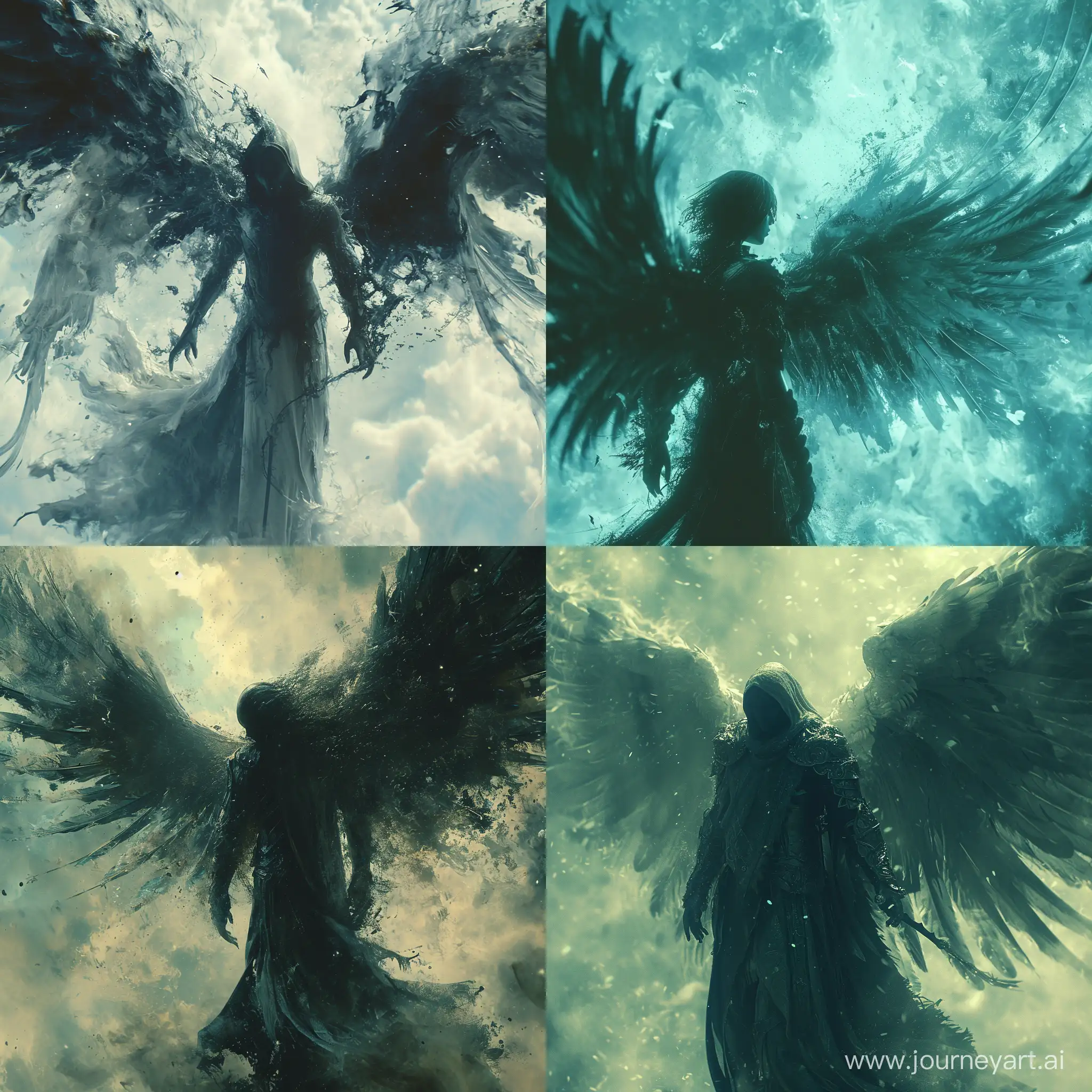 Dark-Angel-with-Spread-Wings-in-Celestial-Sky