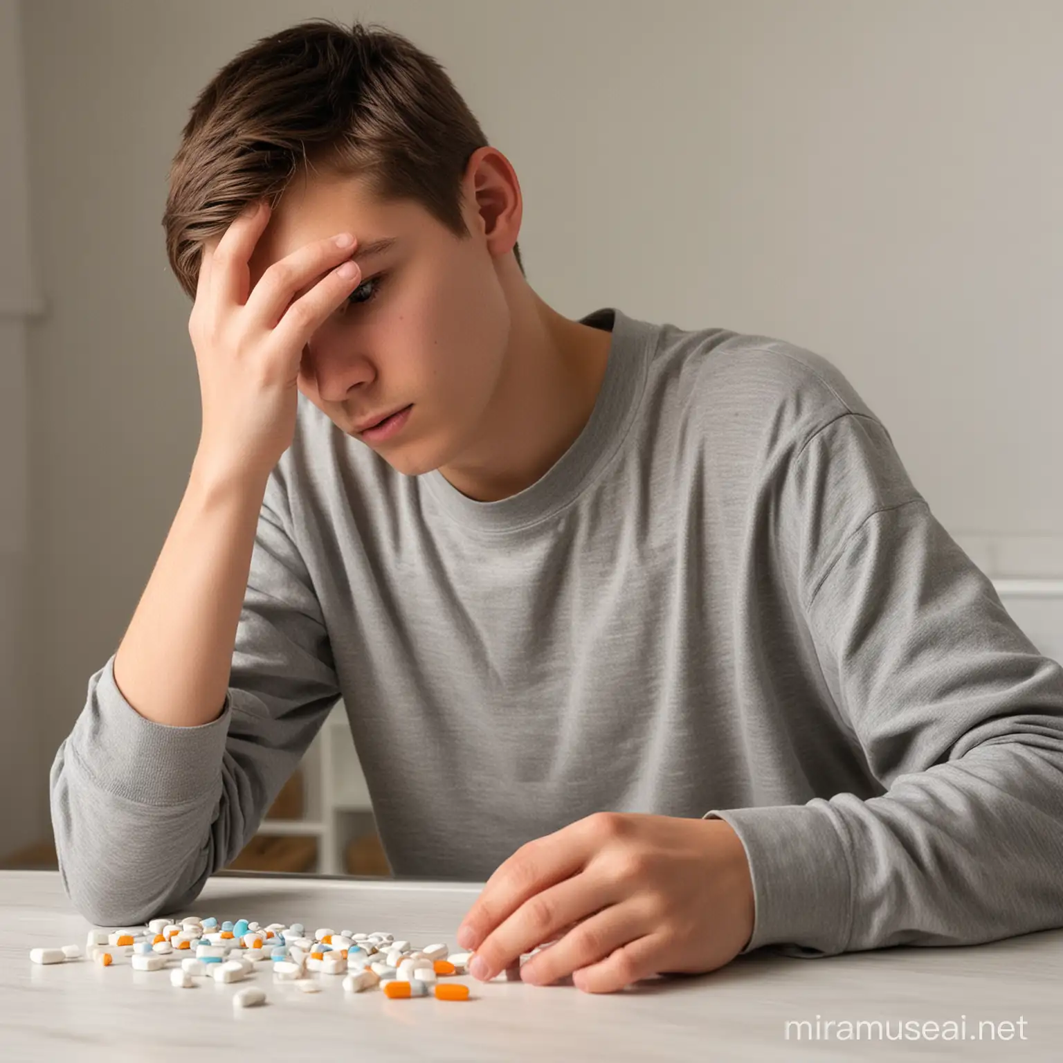 Teenager Taking Medication Indoors