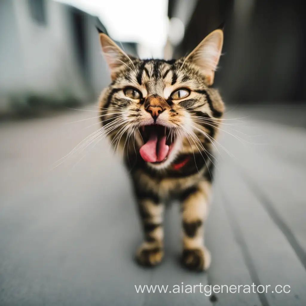 смешной кот показывает язык