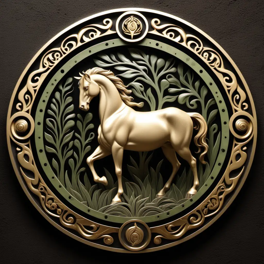 The emblem of the Centaur Centinels Clan is a majestic representation of their harmonious and natural theme. The symbol features the silhouette of a centaur, standing tall and proud, against a background of flowing patterns inspired by nature. The centaur's eyes convey wisdom and strength, capturing the essence of the clan's unity with the environment.																									
																									
Encircling the centaur silhouette is a circular frame adorned with natural motifs, enhancing the emblem's connection to the earth. The overall design reflects the Centaur Centinels Clan's natural authority and the symbiotic relationship between the human and equine aspects.																									
																									
The color palette chosen for the emblem includes earthy greens, rich browns, and hints of gold, creating a visually striking symbol that resonates with the clan's harmonious influence in the urban underworld.																									
																									