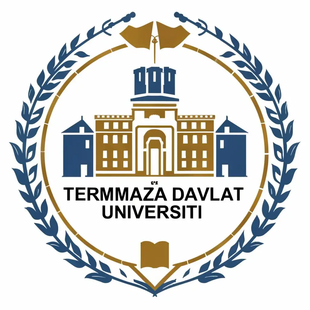 logo, The logo should be dedicated to the 70th anniversary of the University. In the middle of the logo there should be a picture of the building and the word "Termiz Davlat Universtiti" should be written on the upper part of the building., with the text "Termiz State University", typography, be used in Education industry