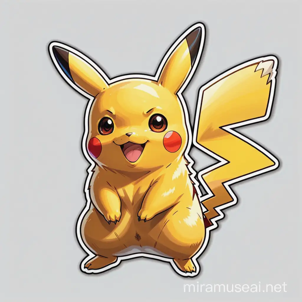 generate  a sticker type image of pikachu