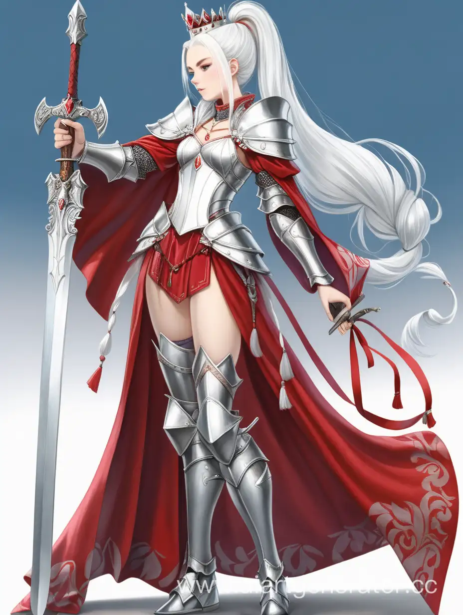 WhiteHaired-Swordwielding-Fairy-Tale-Warrior-with-Crown-and-Cloak