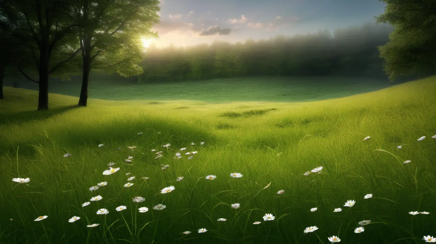 Tranquil Meadow Landscape with Blooming Wildflowers