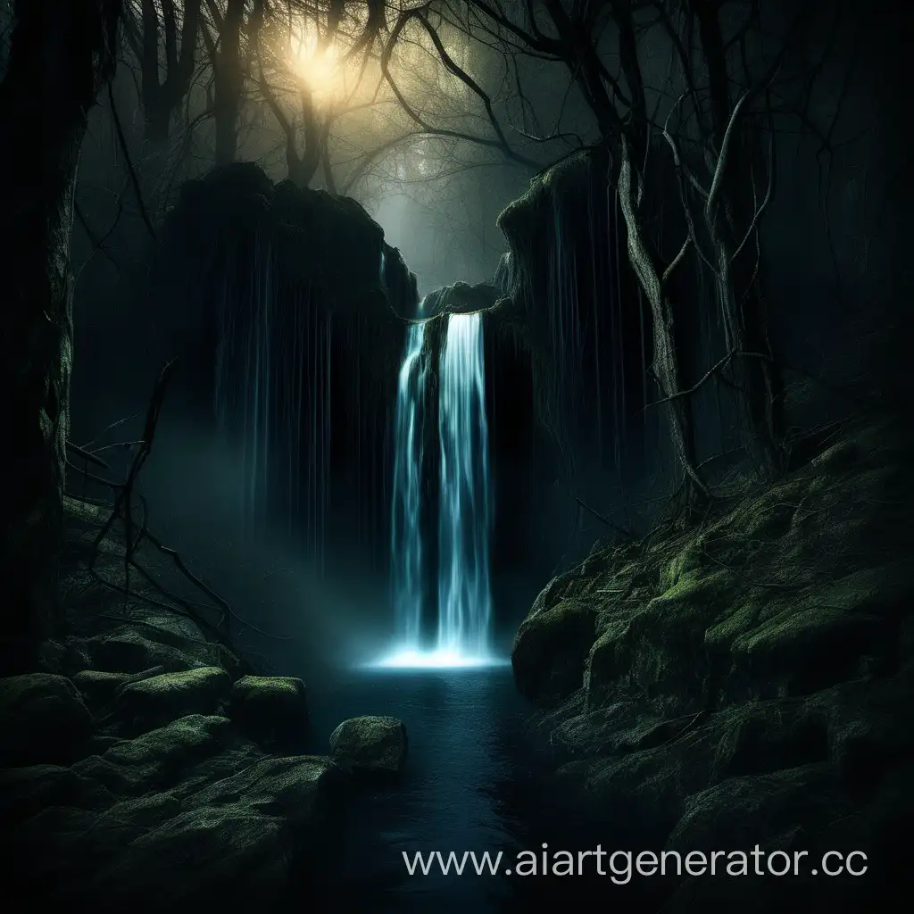 Тёмный лес скрывает в своей темноте водопад, дающий свет всем жителям мигавиля