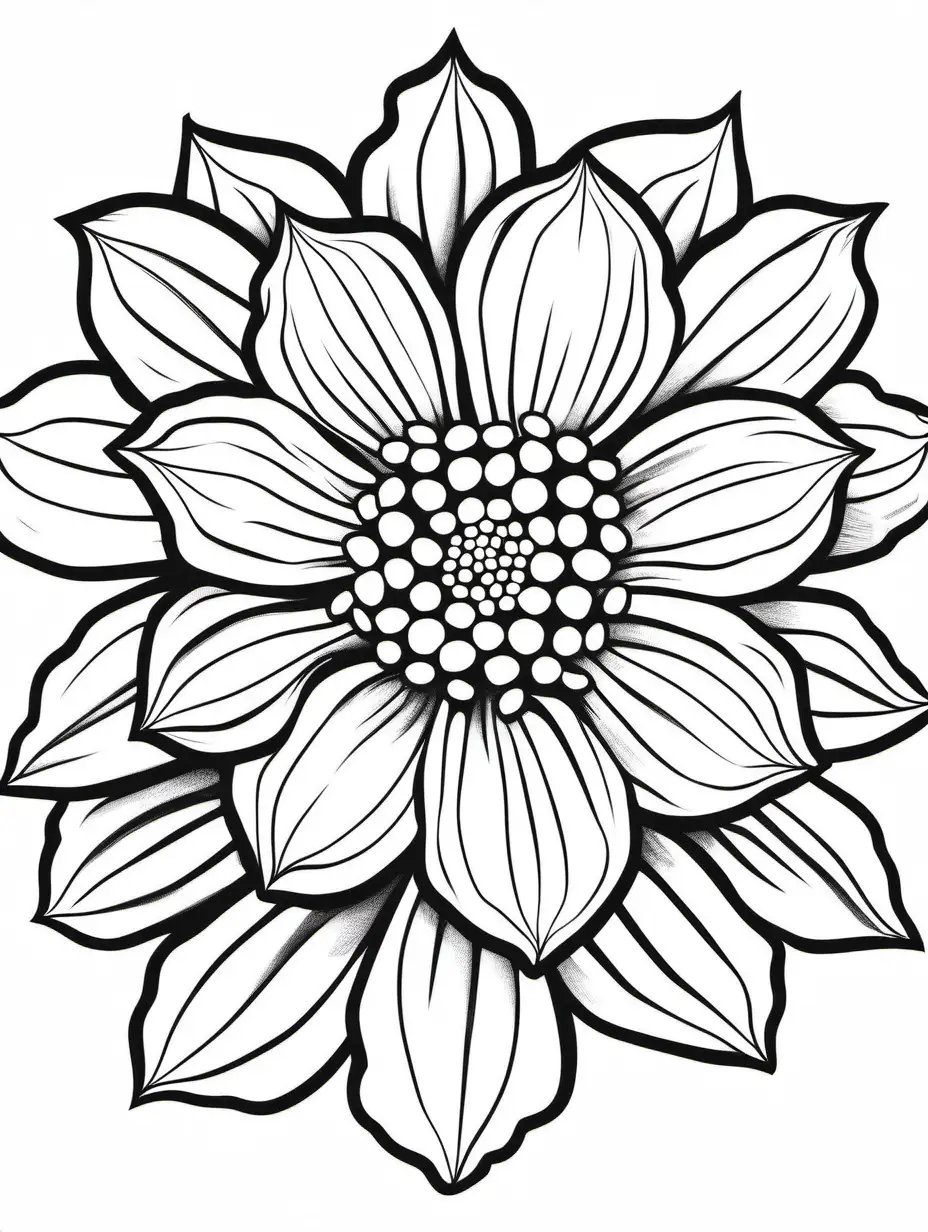 coloring book, one small flower outline, vibrant color, no detail, no background, full image