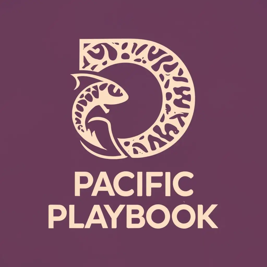 logo, a P with Polynesian patterns and an eel inside, with the text "Pacific Playbook", typography, be used in Sports Fitness industry