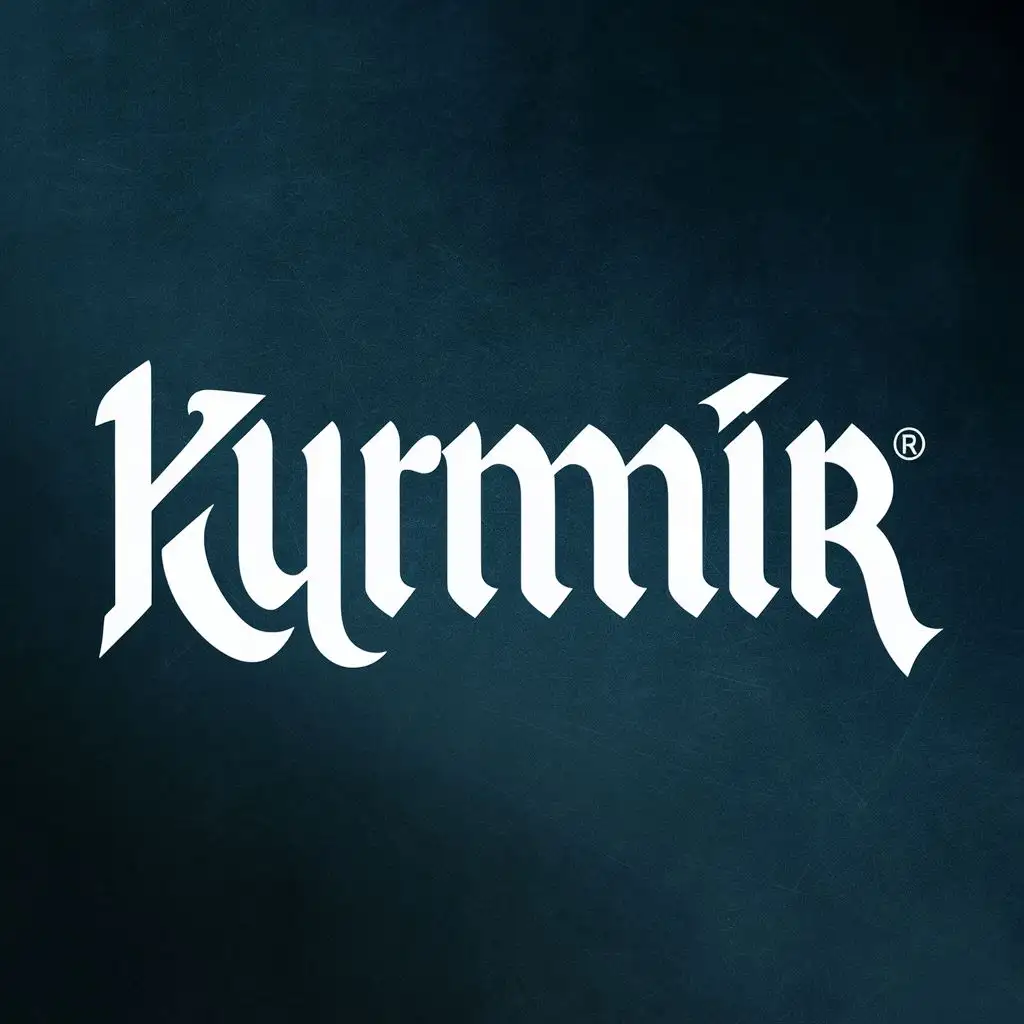 logo, Gothic, with the text "Kyrmir", typography, be used in Technology industry