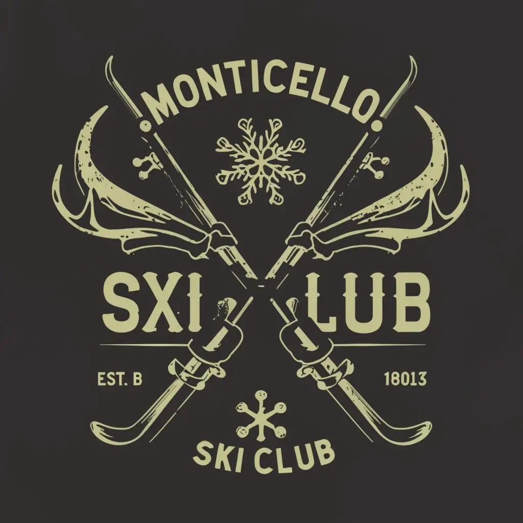 logo, ski, antlers, steampunk, with the text "Monticello Ski Club", typography, be used in Sports Fitness industry