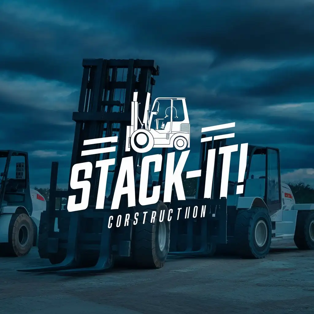 logo, forklifts, with the text "Stack-It!", typography, be used in Construction industry