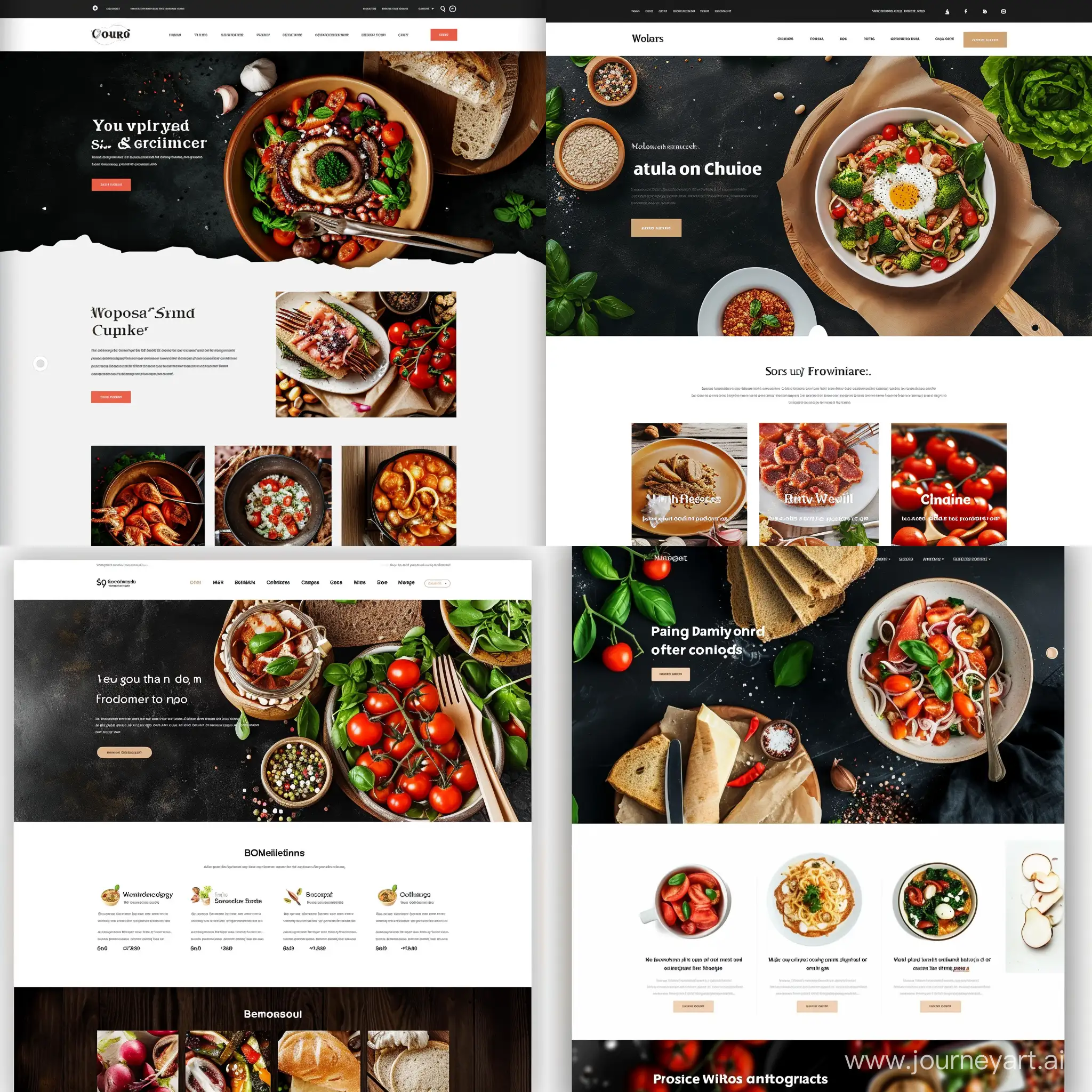landing page for food website