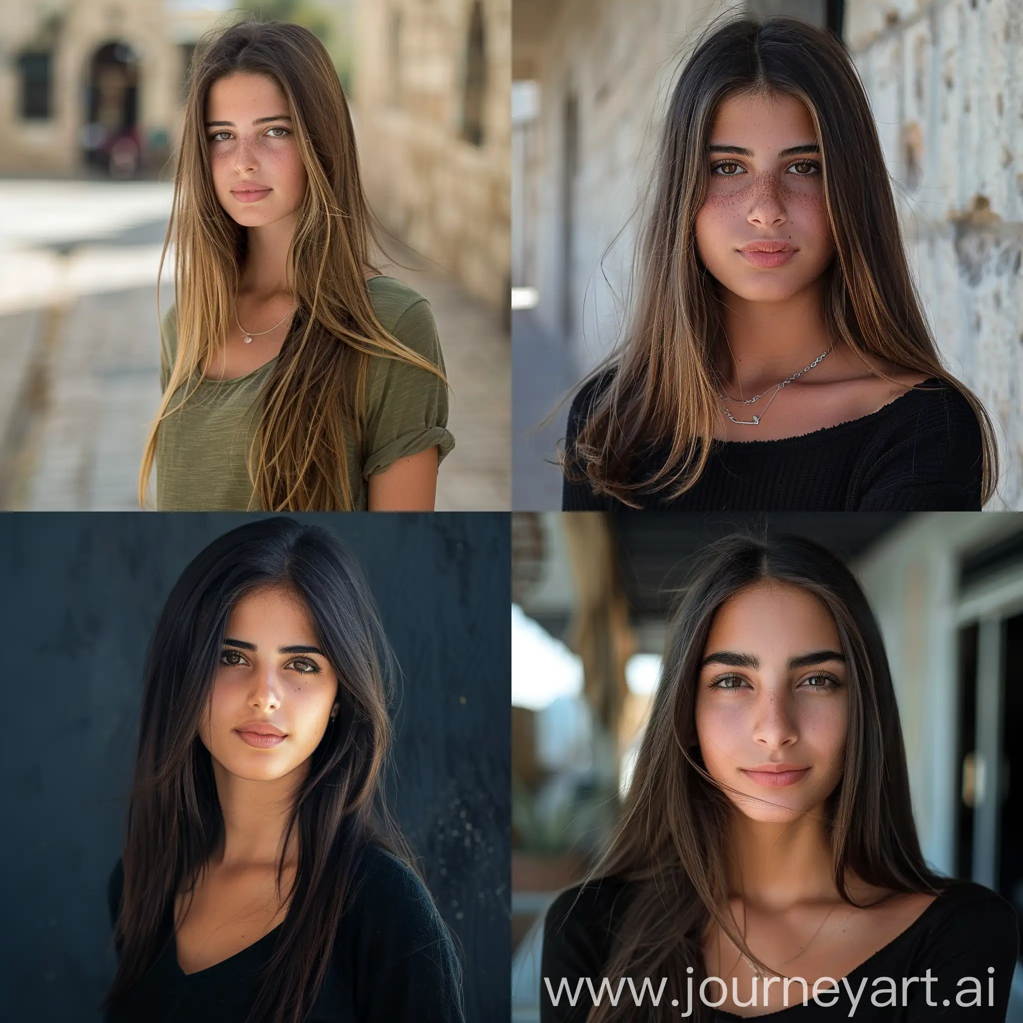 Full length photo of a Israel girl with straight hair