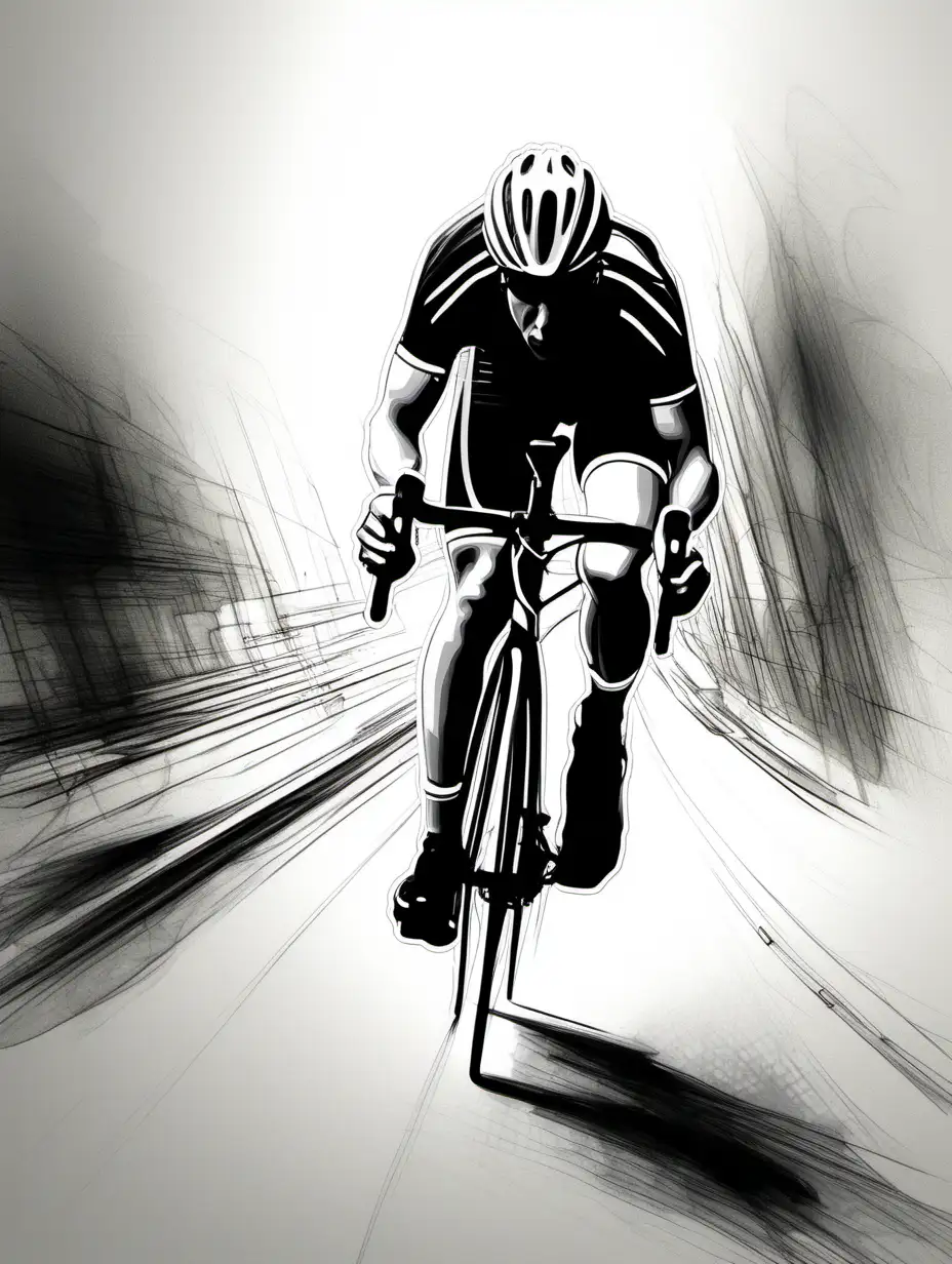 Dynamic Abstract Sketch of Road Biking Enthusiast in Motion