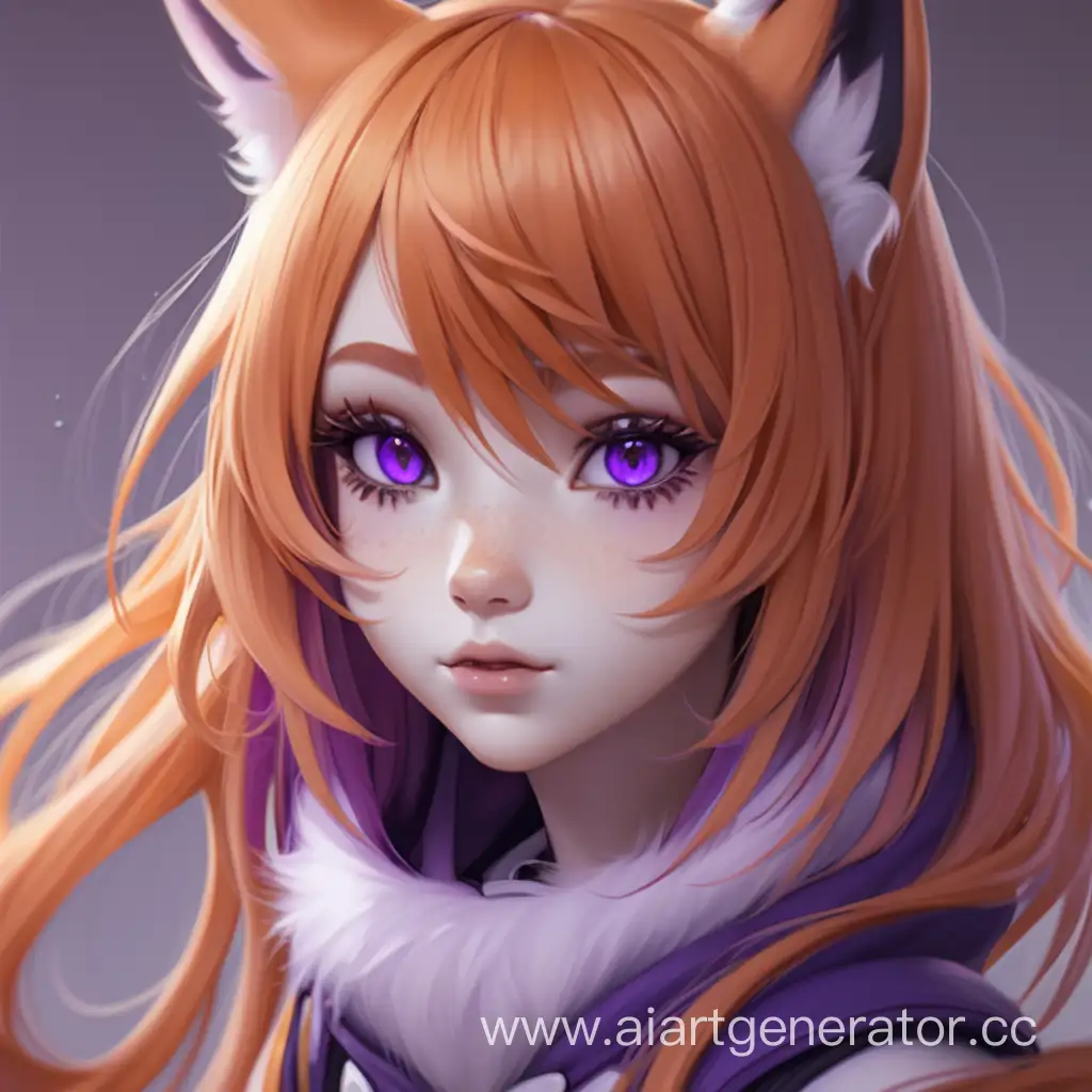 human girl fox orang hair purple eyes



