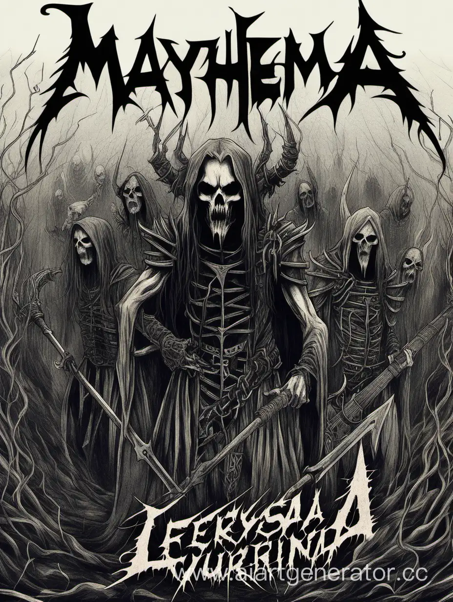 нарисуй обложку блэк-метал группы с наванием "Леруся Юріївна"  в стиле группы Mayhem