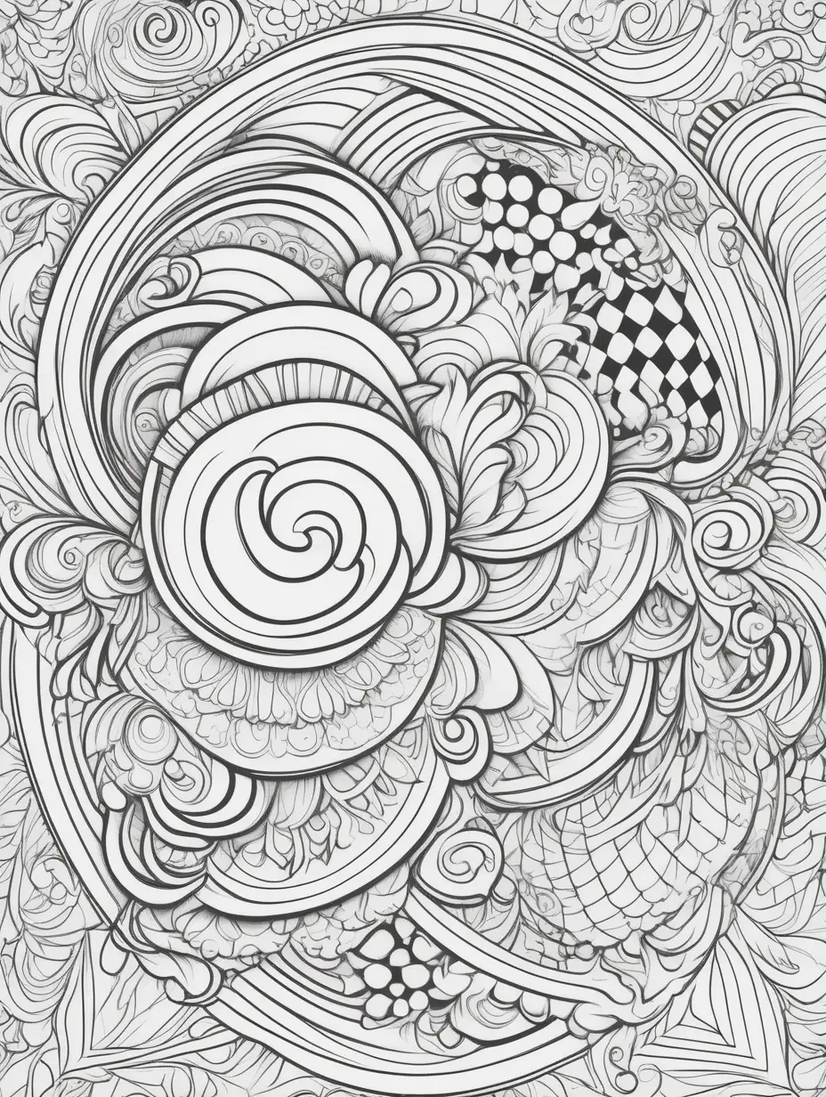 Intricate Patterns Coloring Page with Bold Lines