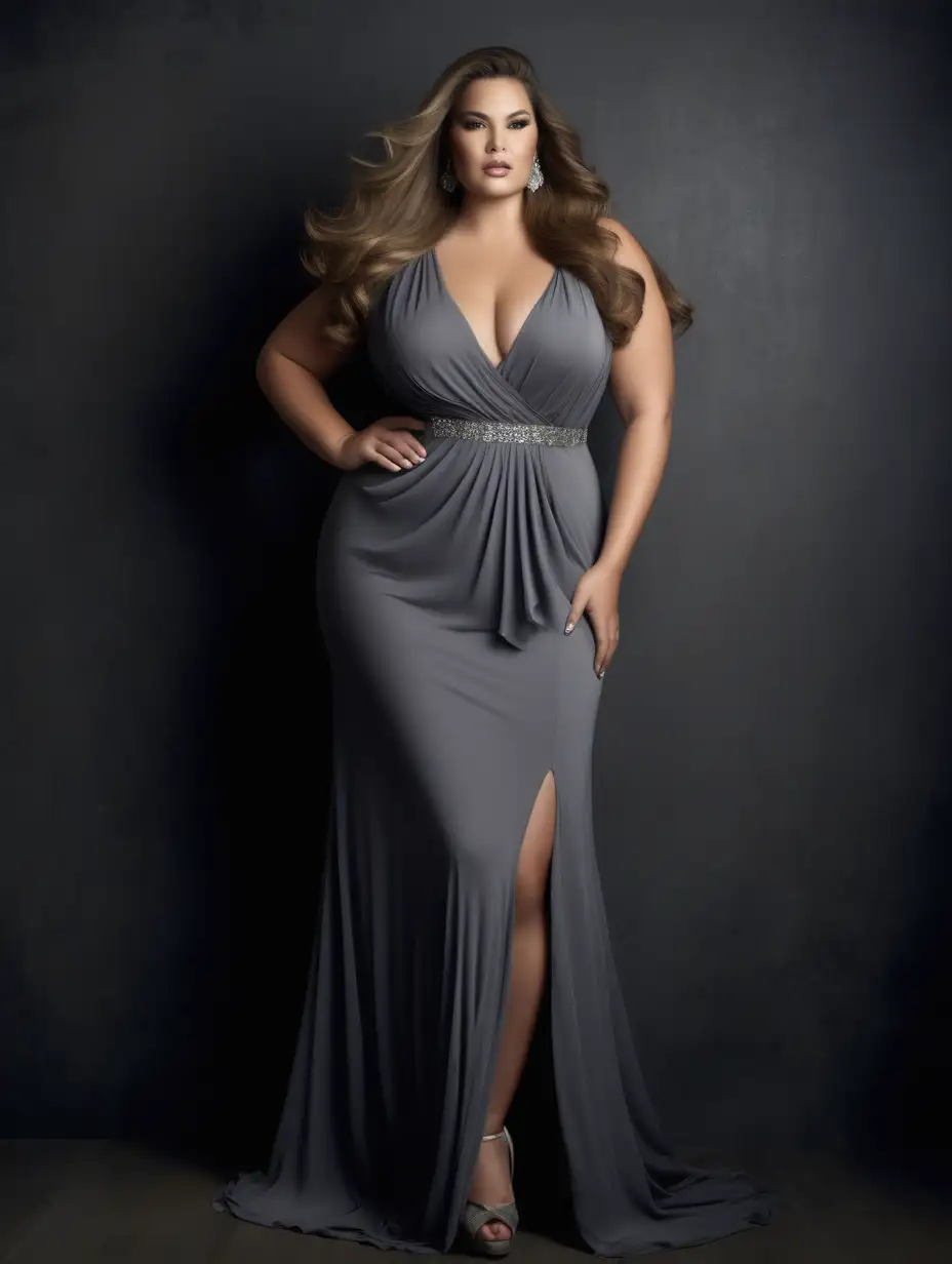 Stylish Plus Size Latina Model in VogueInspired IGIGI Evening Gown