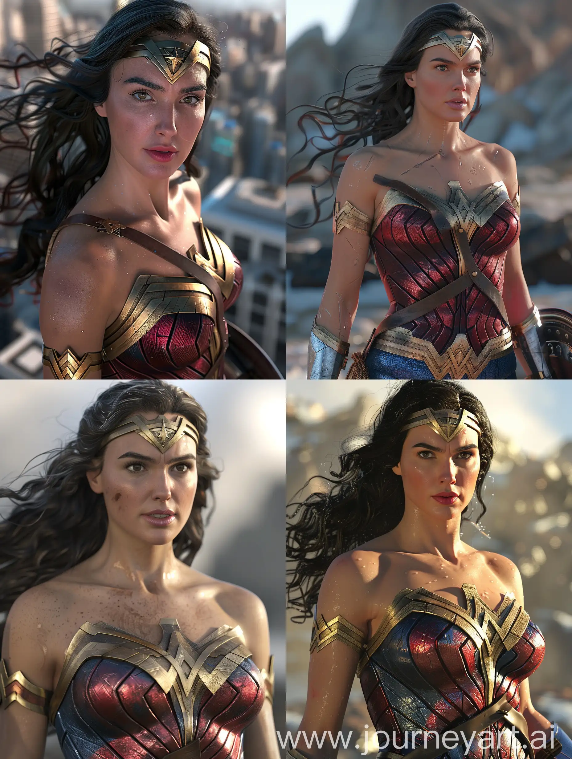 Wonder Woman hyper-detailed, maximum quality rendering of all details, professional RAW photo, 1028K 
