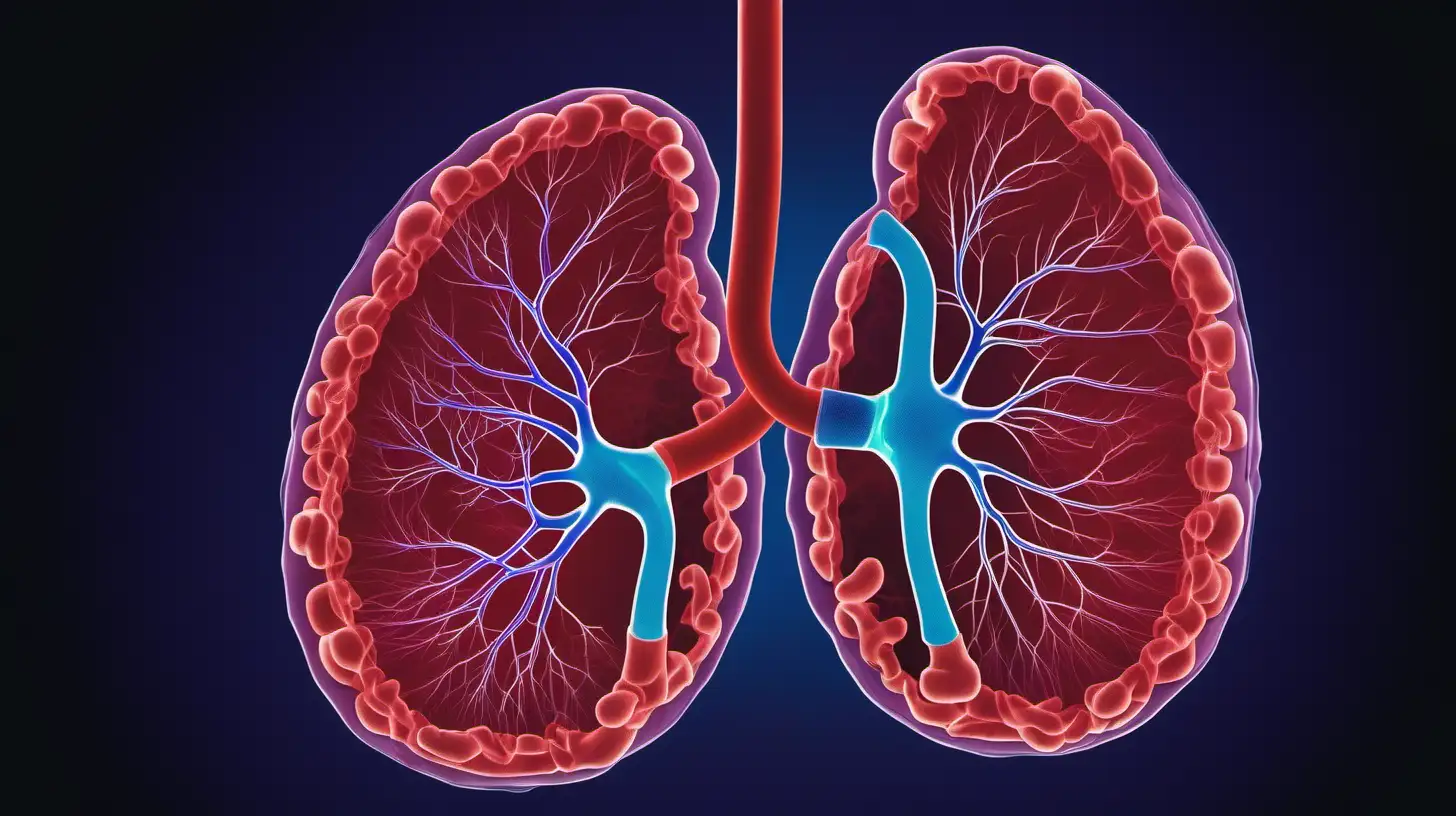 A medical illustration of a kidney highlighted in vibrant color against a dark, void-like background, emphasizing its importance in the body's filtration system.