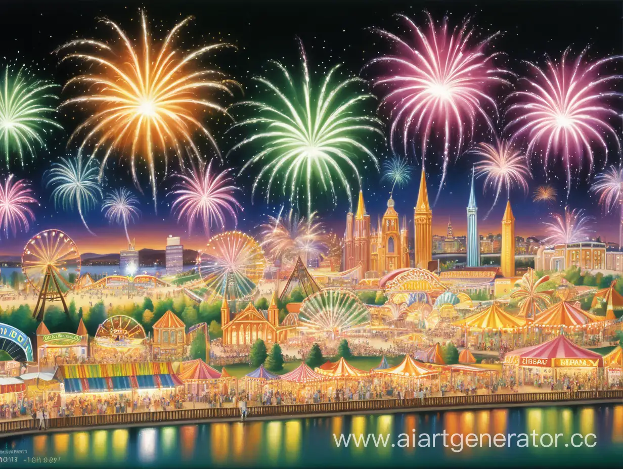 Vibrant-Festival-Night-City-Lights-and-Colorful-Fireworks
