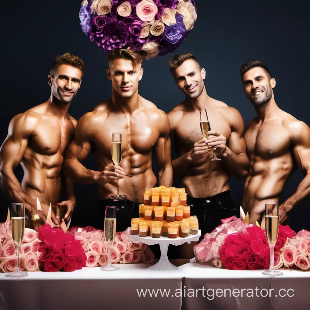 Muscular-Men-Celebrating-with-Romantic-Setup