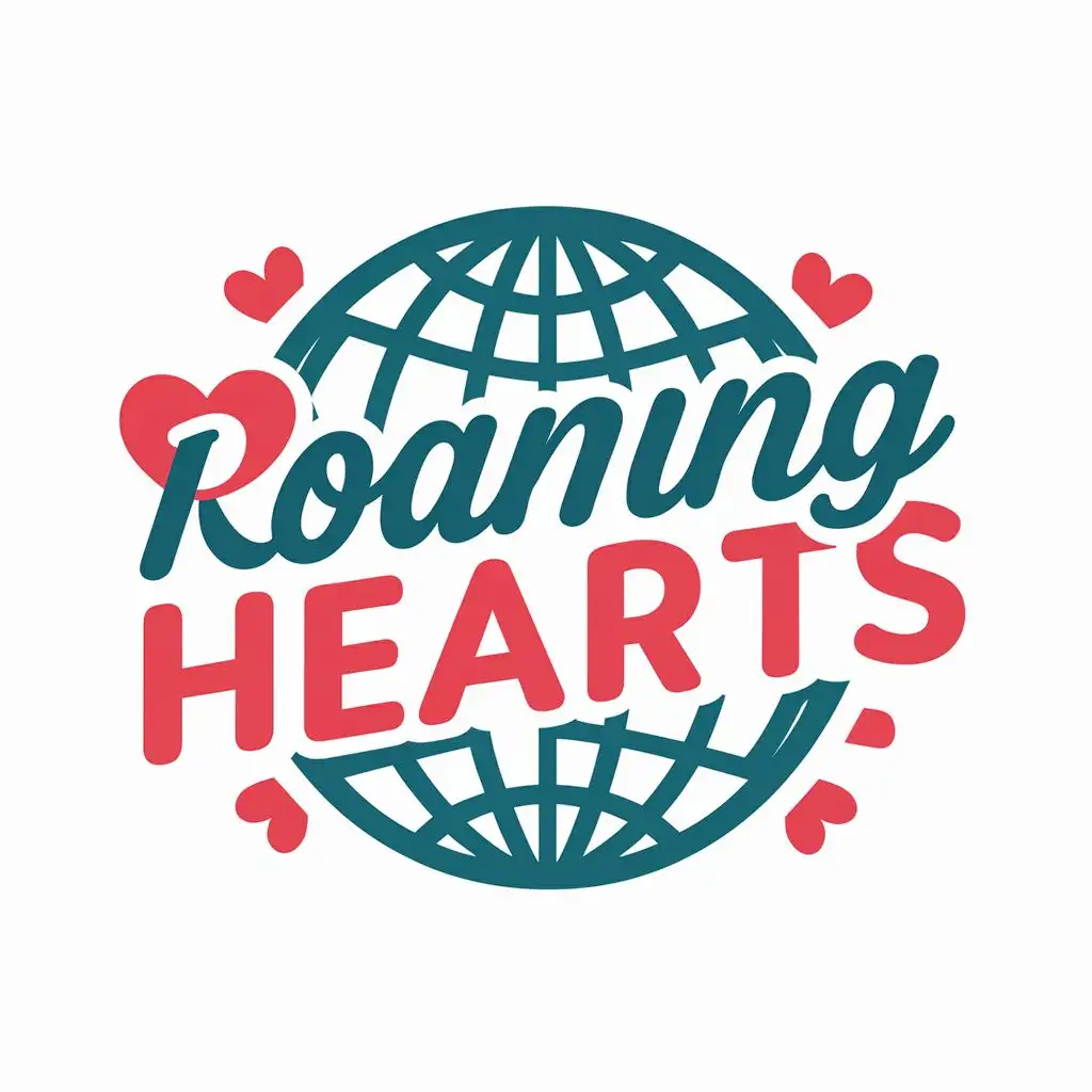 logo, Hearts and globe, with the text "Roaming Hearts", typography, be used in Travel industry