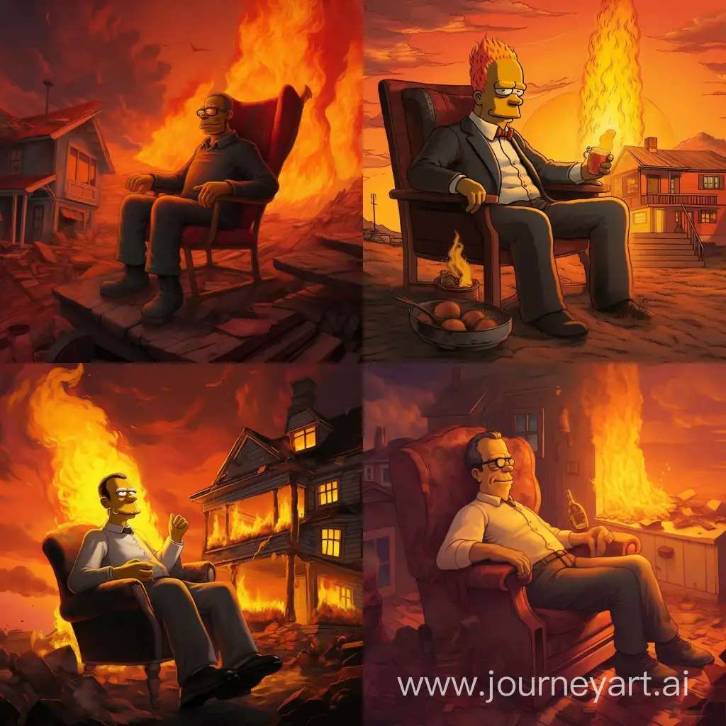 Nonchalant-Homer-Simpson-Sips-Tea-Amidst-Burning-House