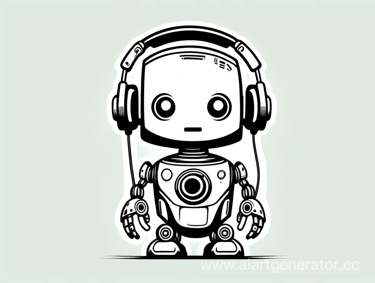 Modern-Robot-Wearing-Headphones-Minimalistic-Vector-Drawing