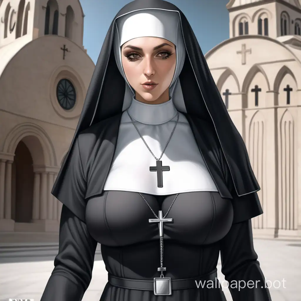 Sensual-Nun-in-Provocative-Attire-with-Emphasized-Bust