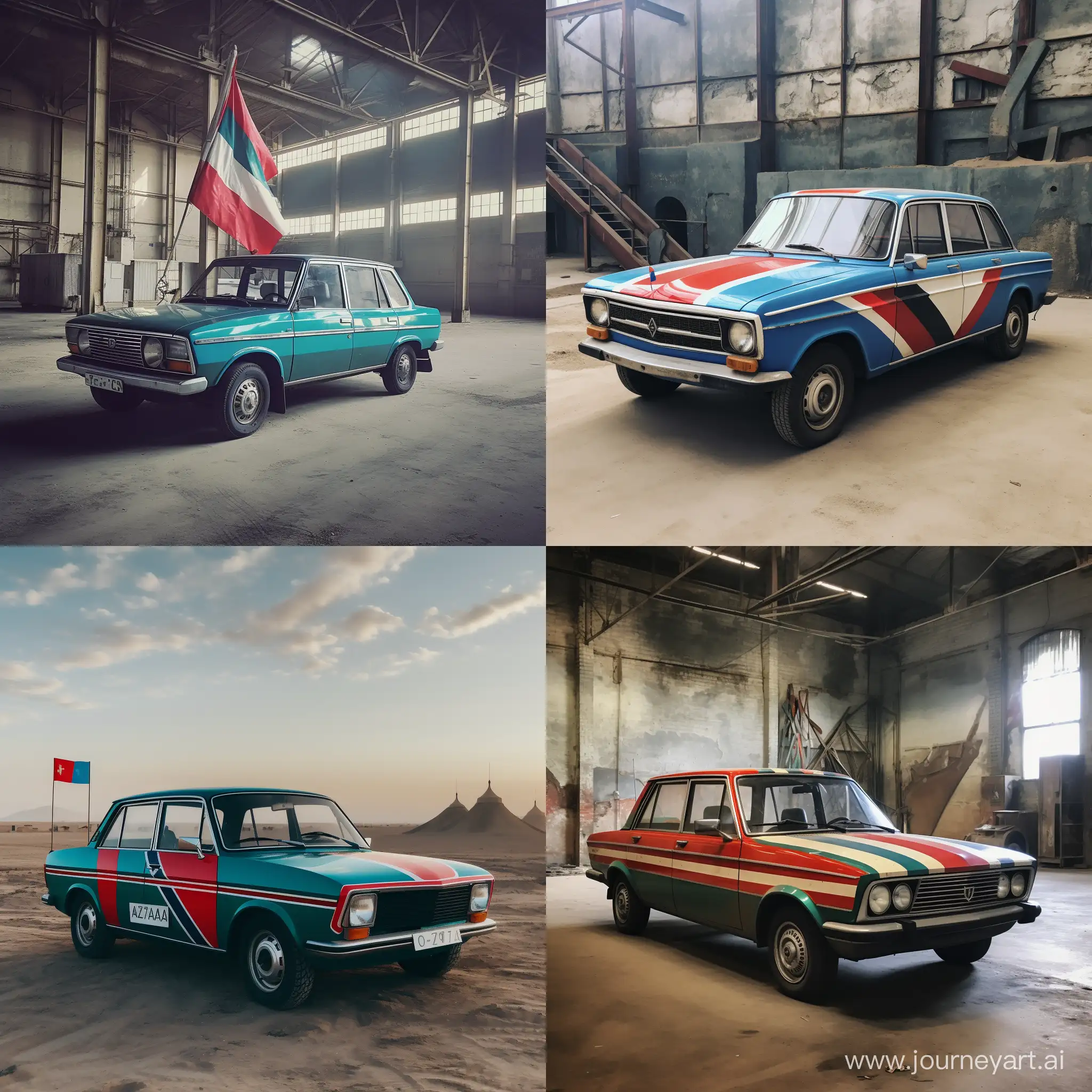 Azerbaijan-Flag-on-ExSoviet-Vaz-2107-Car-Patriotic-Automotive-Tribute