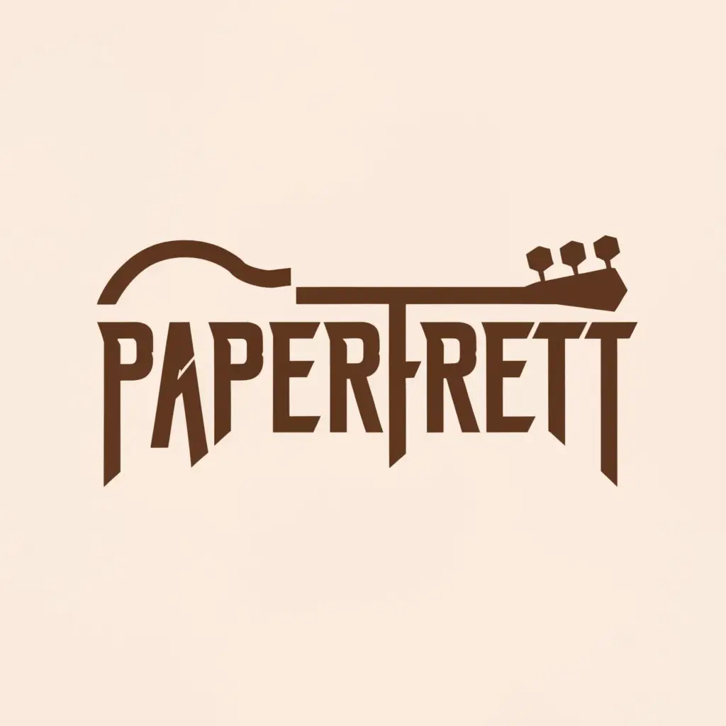 a logo design,with the text "Paperfrett", main symbol:guitar,Moderate,clear background
