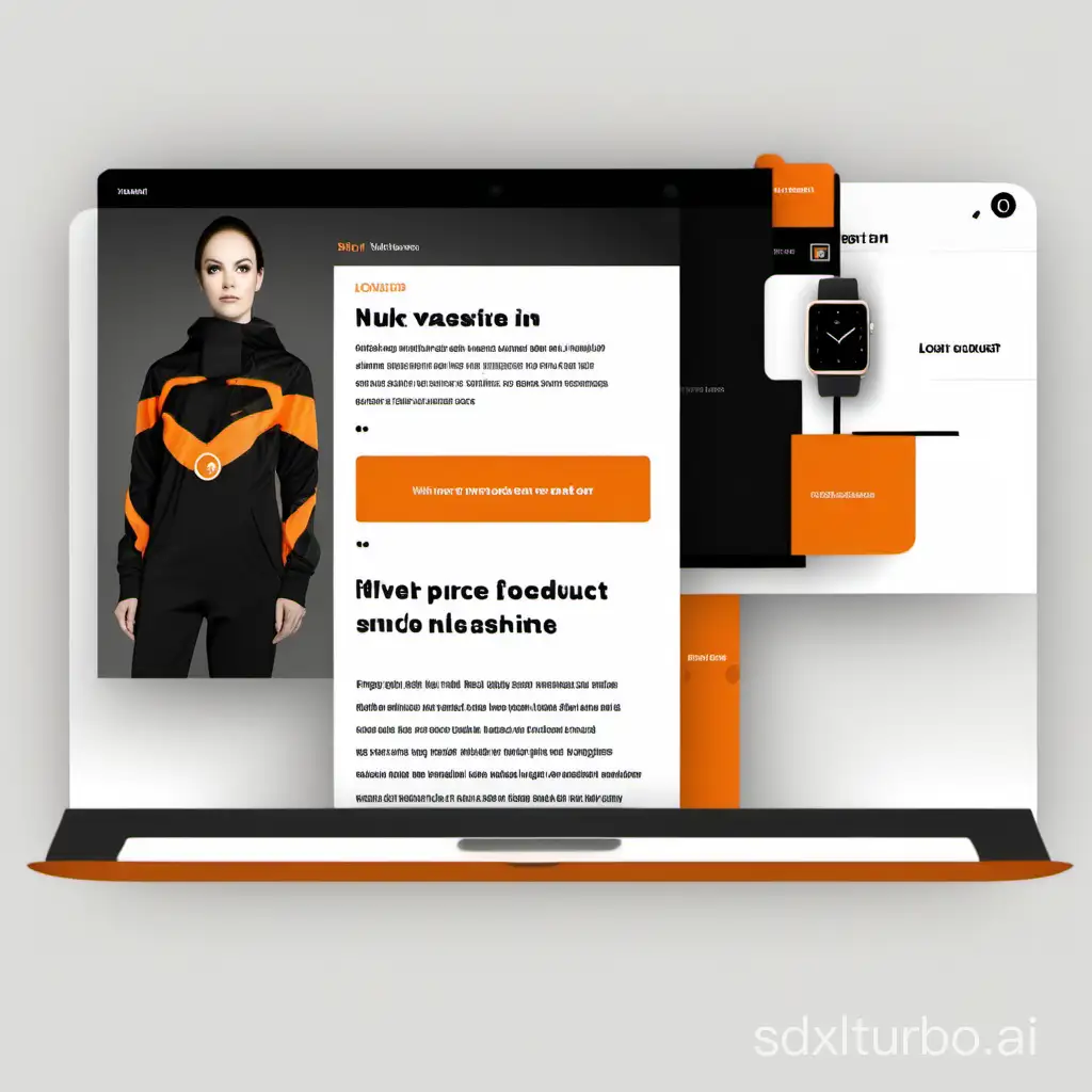 Ui ux for my product page of website in orange and black theam for mobile view