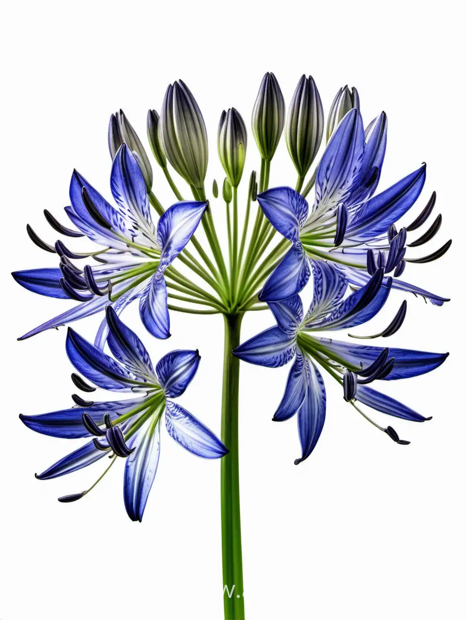 Agapanthus 8k with details white background