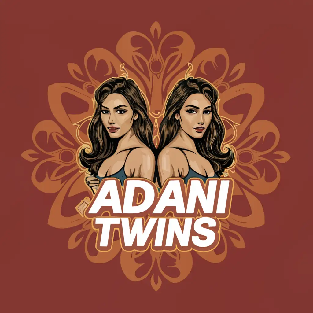 a logo design,with the text 'Adani Twins', main symbol:2 sexy young Indian women in a one-piece bodysuit,complex,be used in Entertainment industry,clear background