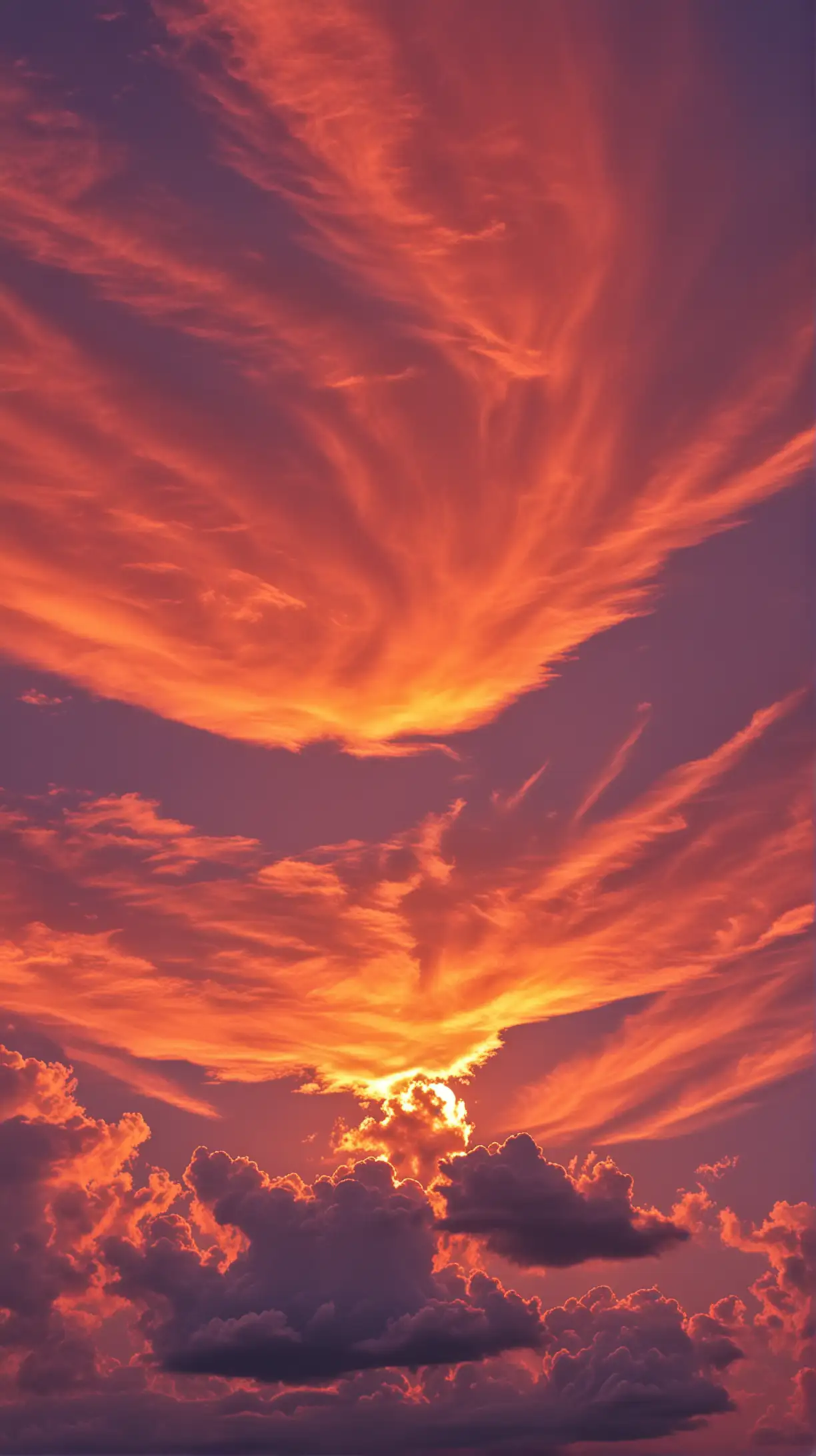 Vibrant Orange Sunset with Dramatic Cloudscape