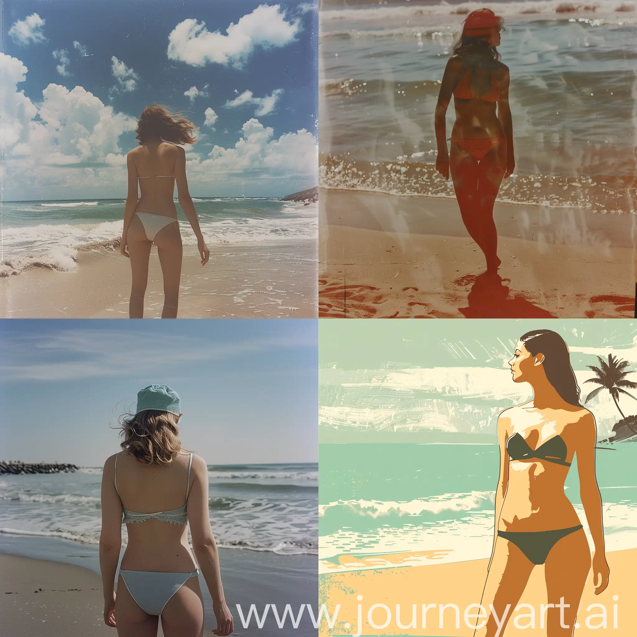 Beach-Scene-with-Swimsuit-Girl-Enjoying-the-Sun