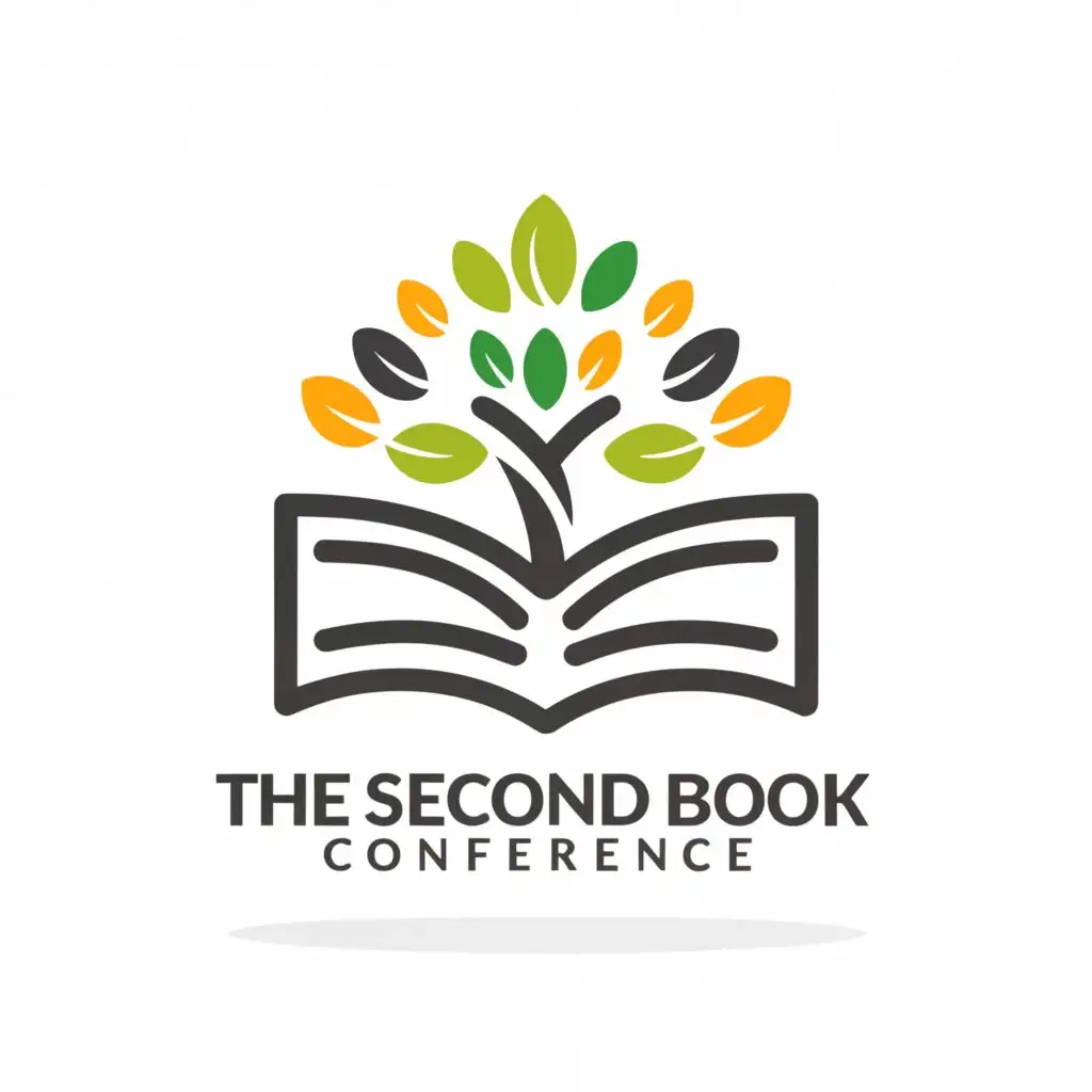 a logo design,with the text "The Second Book Conferences", main symbol:Book, tree,Moderate,clear background
