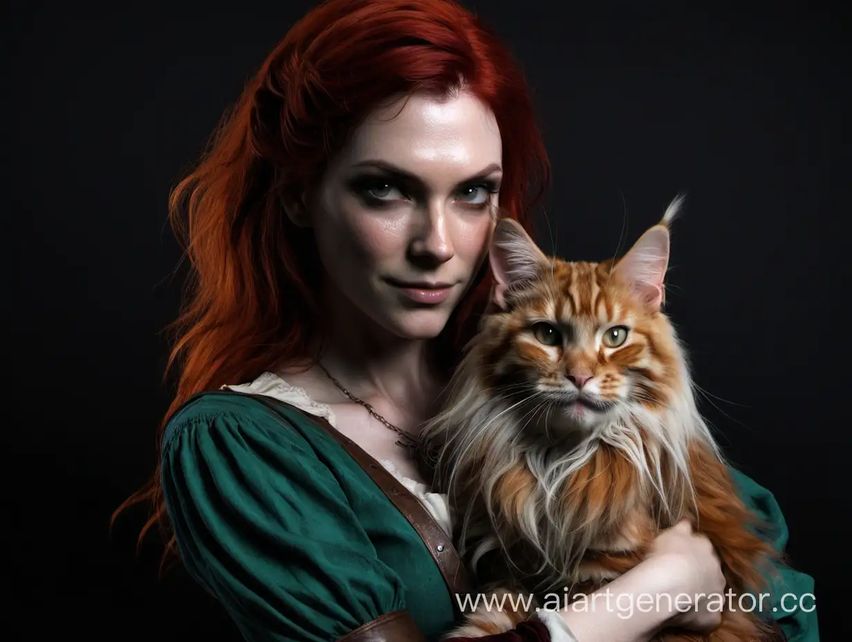 Triss-Merigold-Holding-a-Majestic-Maine-Coon-Cat