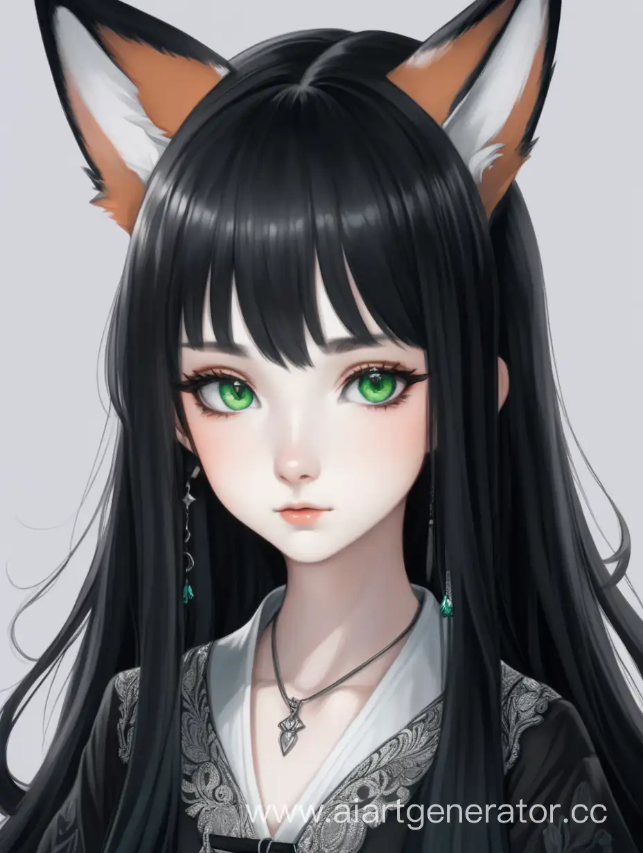 Enchanting-FoxEared-Girl-with-Long-Black-Hair-and-Green-Eyes