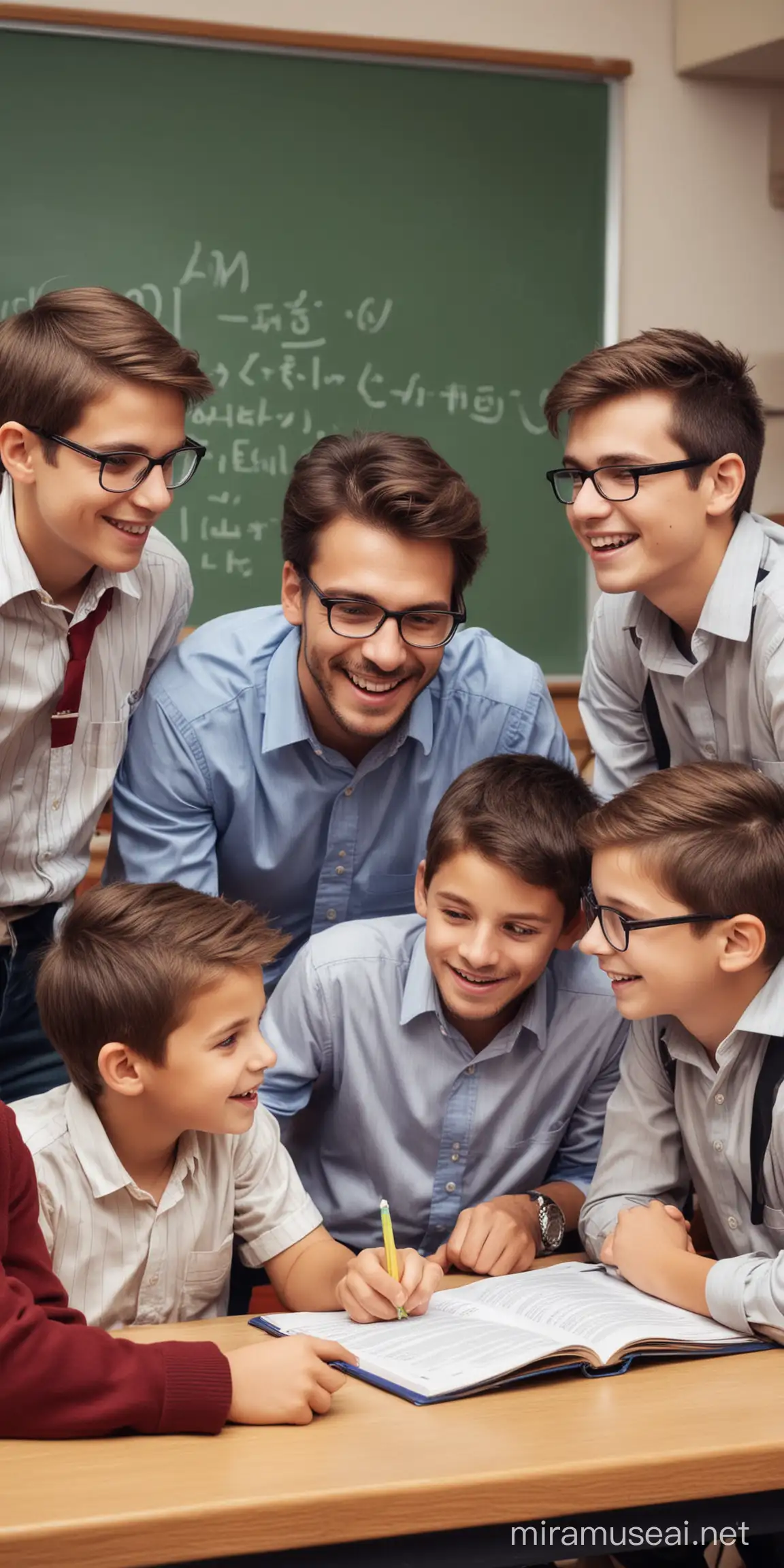 Modern Education Interactive Learning with Generation Z Boys and Teacher