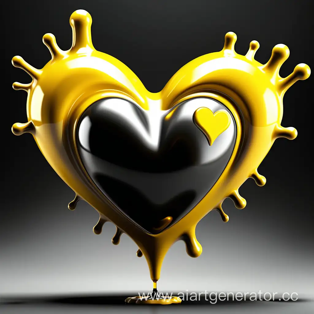 Vibrant-Yellow-Flying-Heart-Sculpture-Crafted-from-Engine-Oil