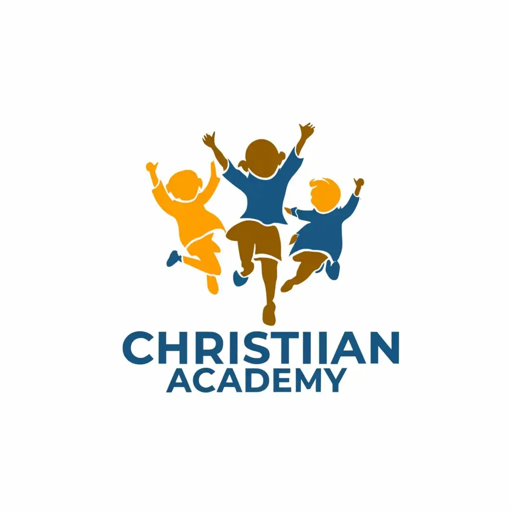 a logo design,with the text "Christian Academy", main symbol:Clipart school Kids running and playing,Moderate,be used in Education industry,clear background