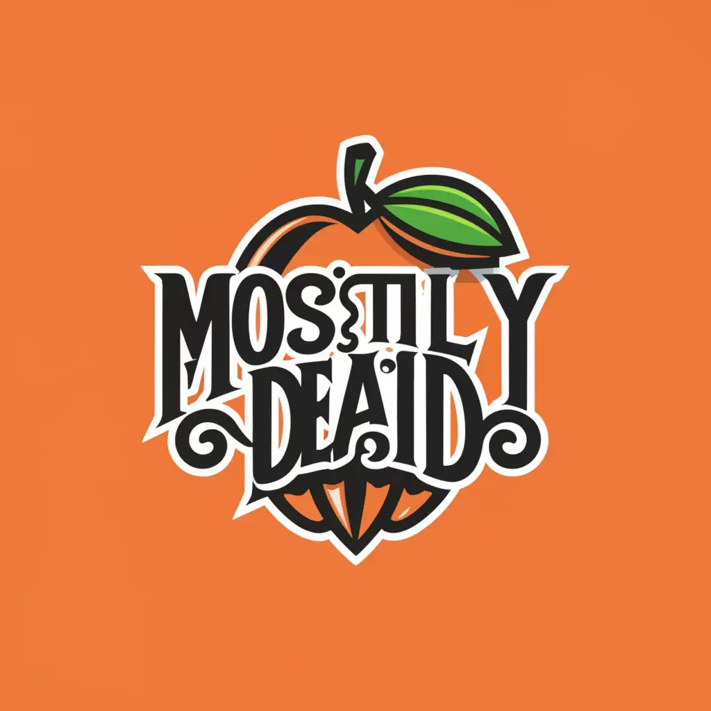 a logo design,with the text "Mostly Dead", main symbol:Skull, Peach,Moderate,be used in Entertainment industry,clear background