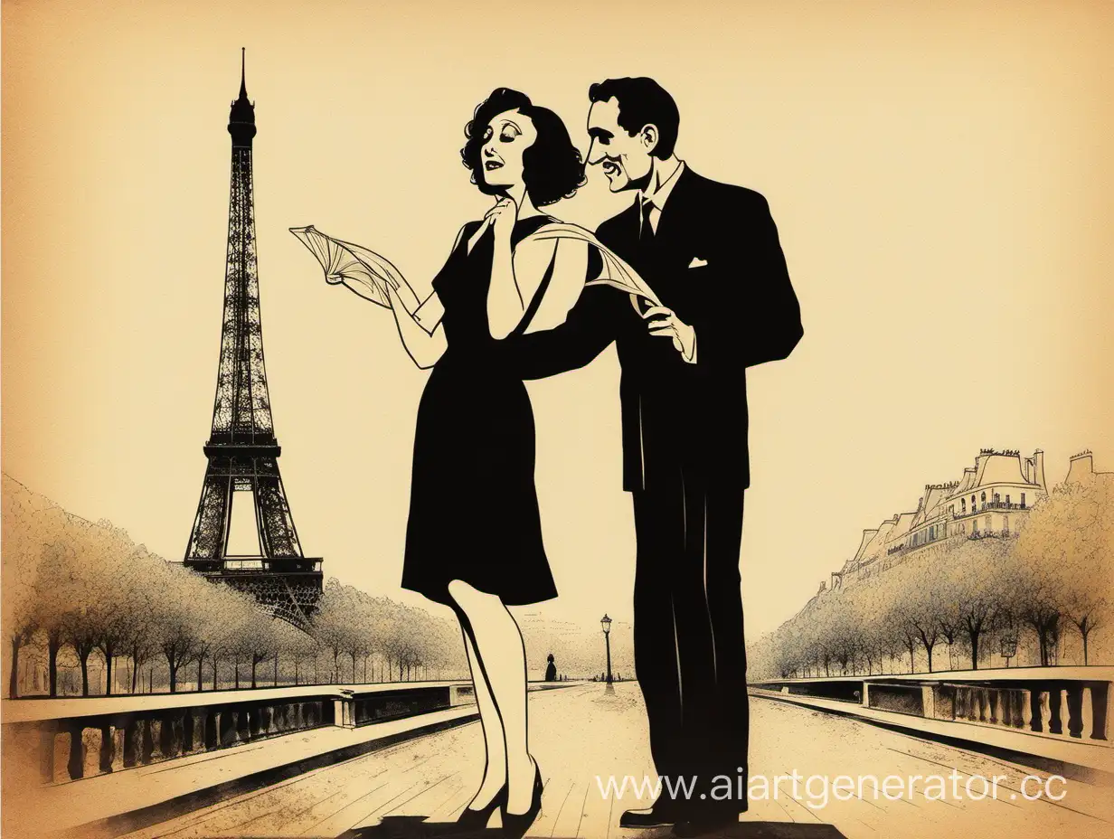 Nostalgic-Illustration-of-a-Romantic-Couple-with-dith-Piaf-and-Charles-Aznavour-Vinyl-Records-Near-the-Eiffel-Tower