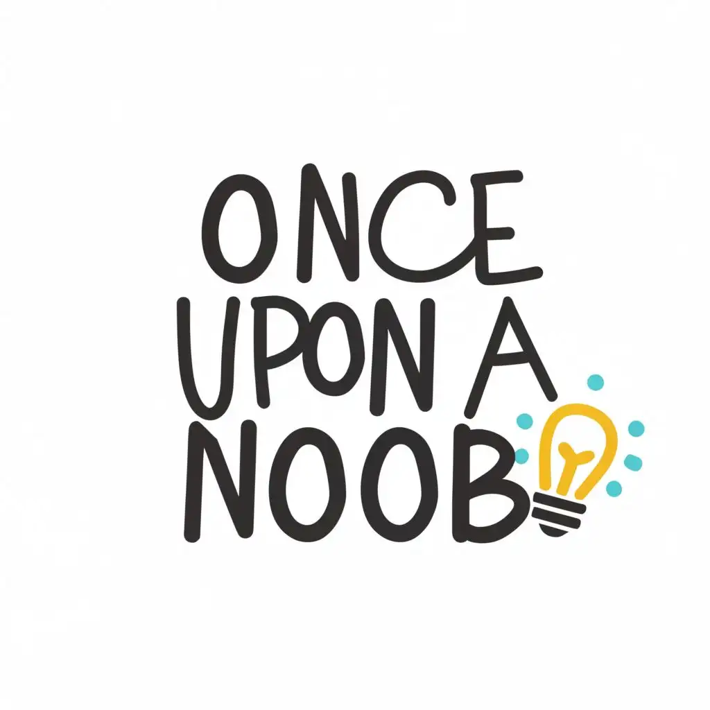 a logo design,with the text "once upon a noob", main symbol:brain bulb,Minimalistic,be used in Technology industry,clear background