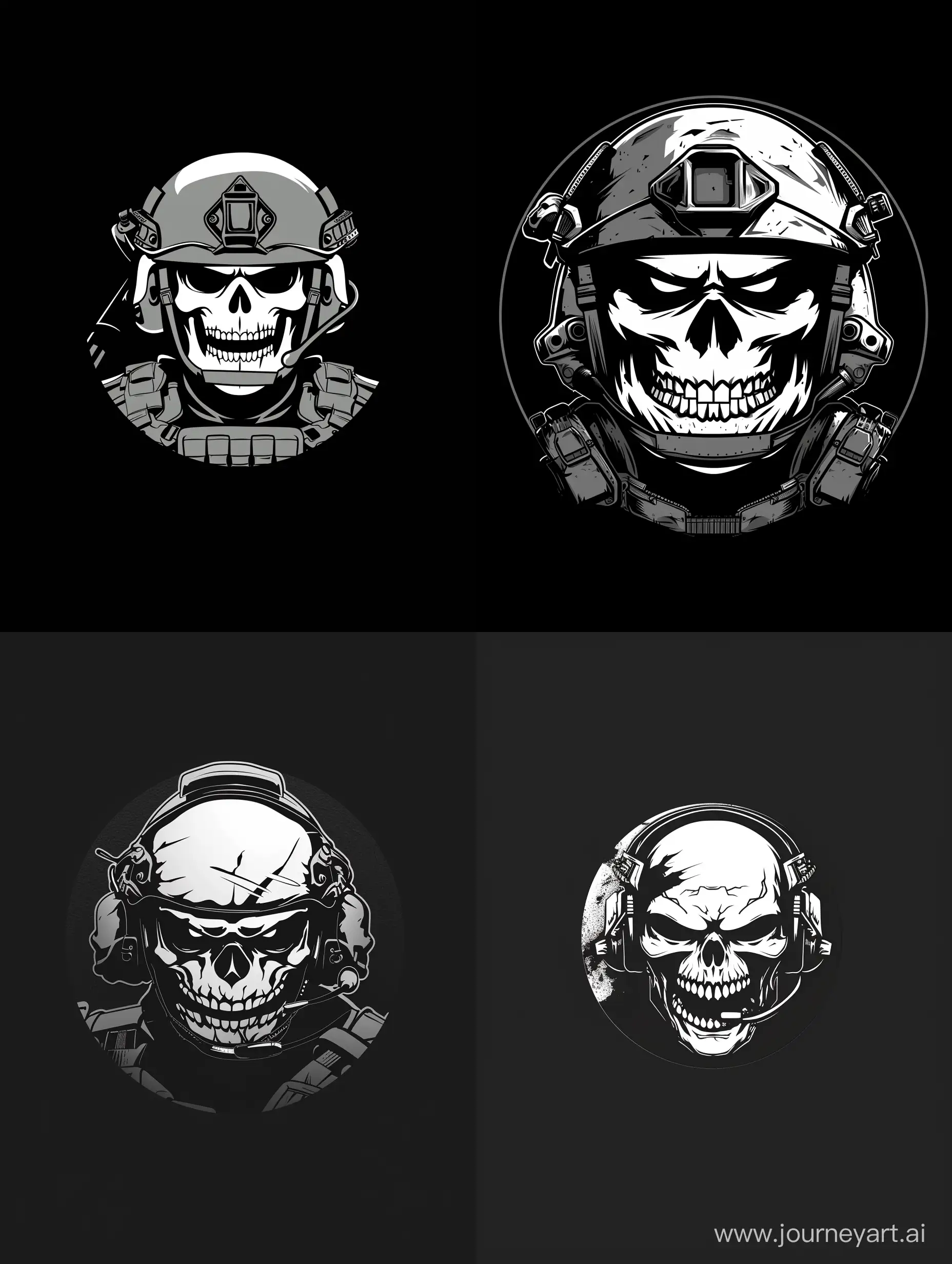 Minimalistic-Black-Circle-Logo-with-Modern-Military-Helmet-and-Skull-Mask