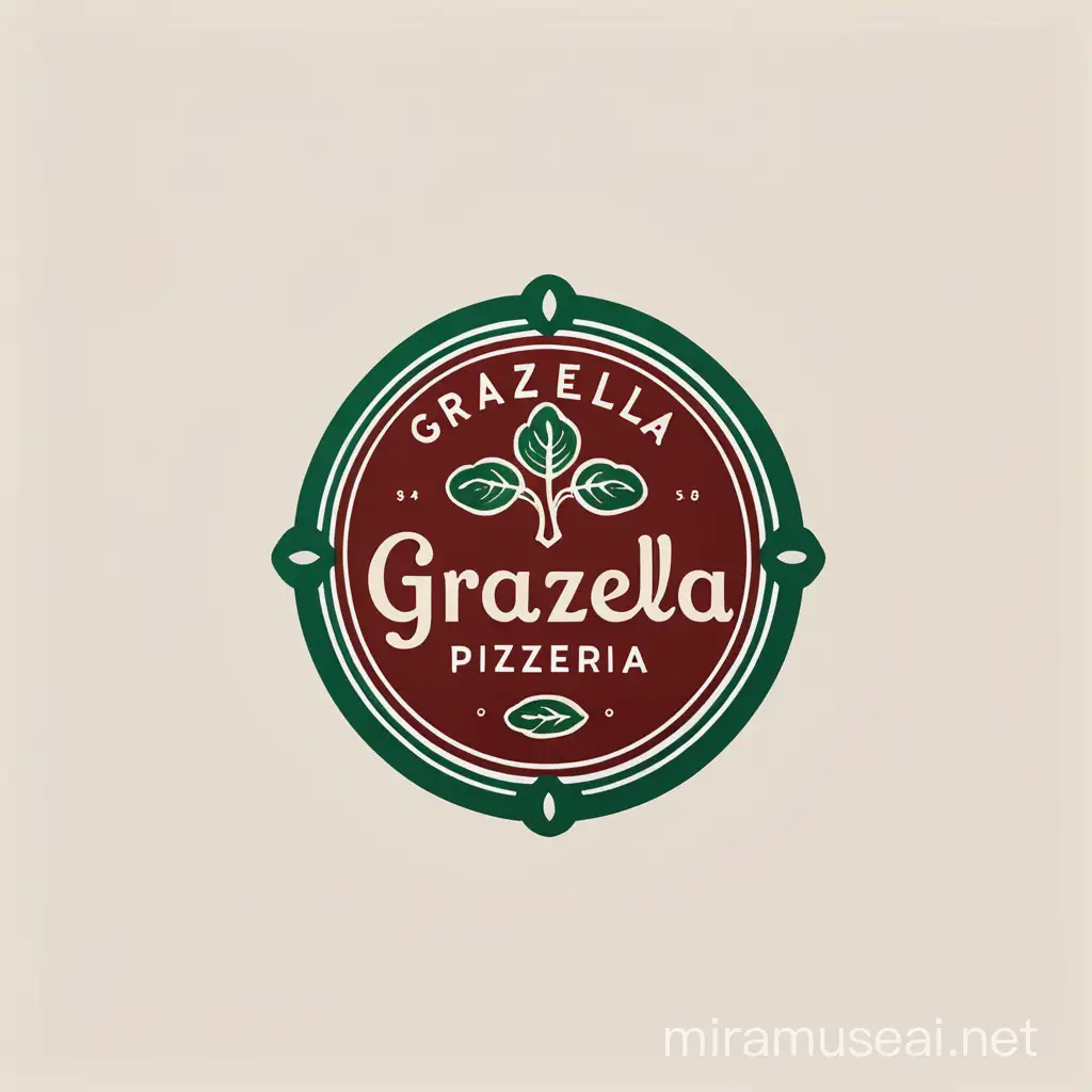 Graziella Pizzeria logo, typography , Italian colors, Cozy, Peaceful, Relaxing, elegant 