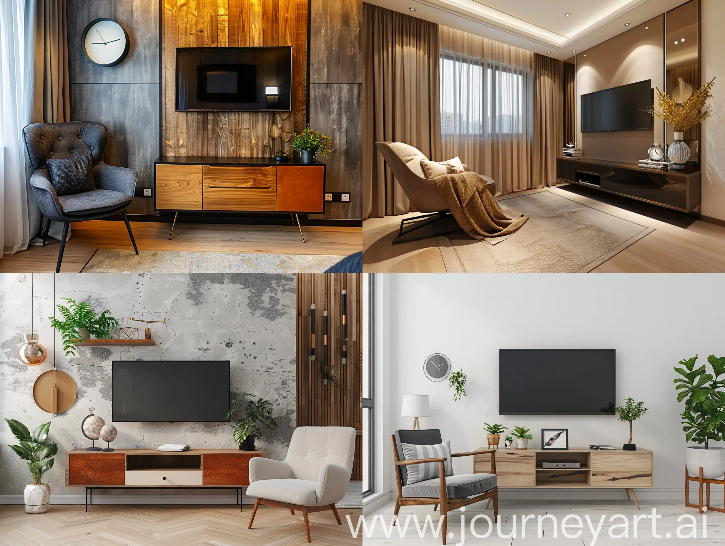 Modern-TV-Room-Interior-with-Stylish-Armchair-and-Decor