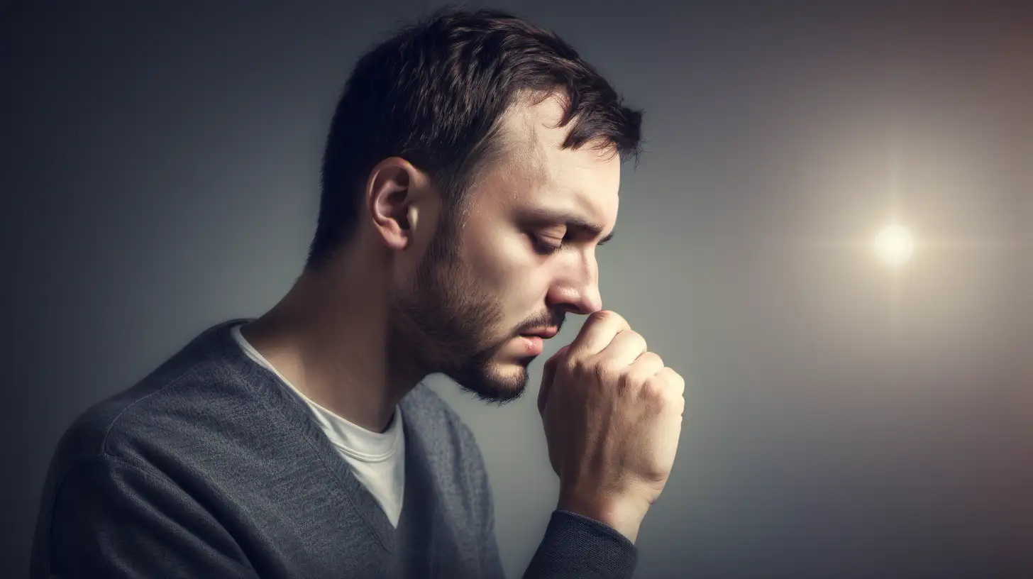 Christian Man Contemplating with Spiritual Insight