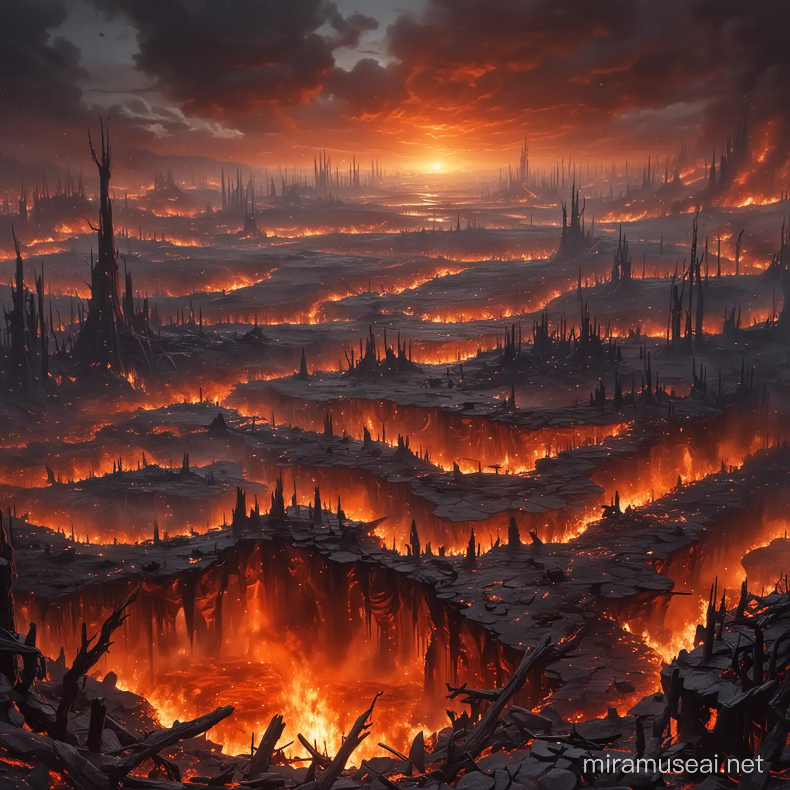 Infernal Landscape Fiery Lakes of Hell